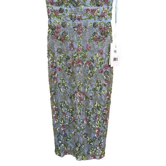 Mac Duggal Sequins Beaded Embellished Cap-Sleeve Midi Dress Sz 6 - Picture 5 of 10